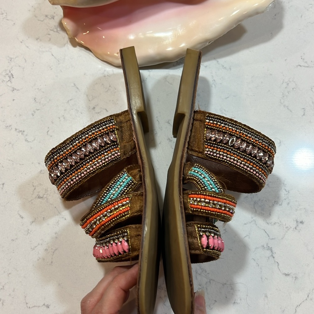 Matisse Leather Korbin slip on multicolored bead embellished sandals sz8 - Picture 11 of 14